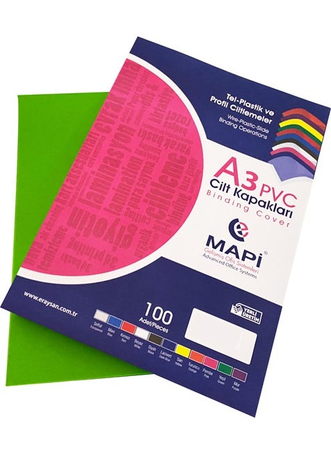MAPi A3 PVC Opaque Skin Cover 160 Mic. Green 100 Pcs 