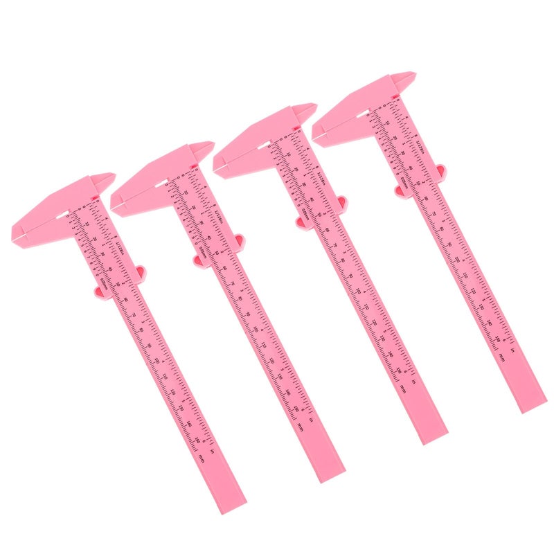 Pink Plastic Vernier Caliper Set 4 Pcs 0 150mm Manual Sliding Gauge for Students Science Experiments - Image 2