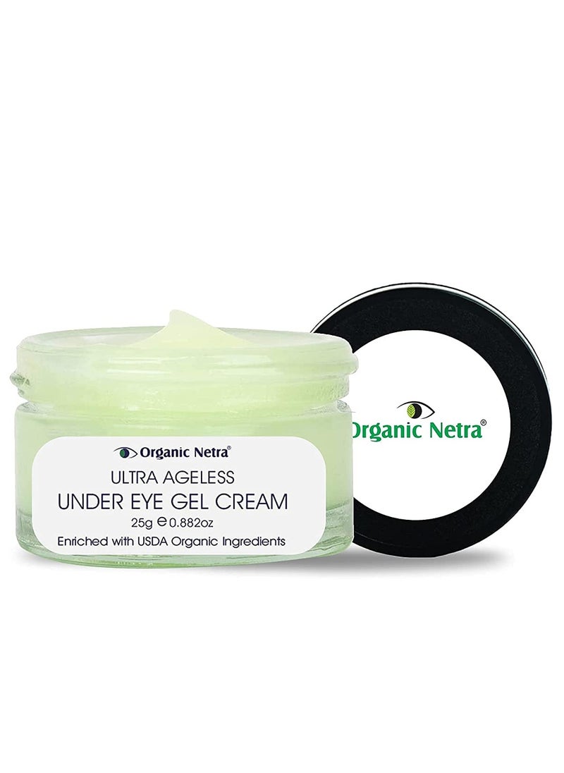 Organic Netra - Organic Netra® Ultra Ageless Under Eye Gel Cream Anti-Aging Deep Under Eye Skincare Made With Usda Organic Ingredients For Dark Circles Fine Lines & Puffiness 25 gm - Image 1