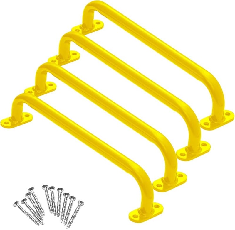 REZNOR 19 inch Long Metal Playground Safety Handle Monkey Bars for Kids Backyard, Playset Handle Accessories for Playhouse, Jungle Gym for Indoor Outdoor Playground-Yellow, Pack of 4 - Image 1