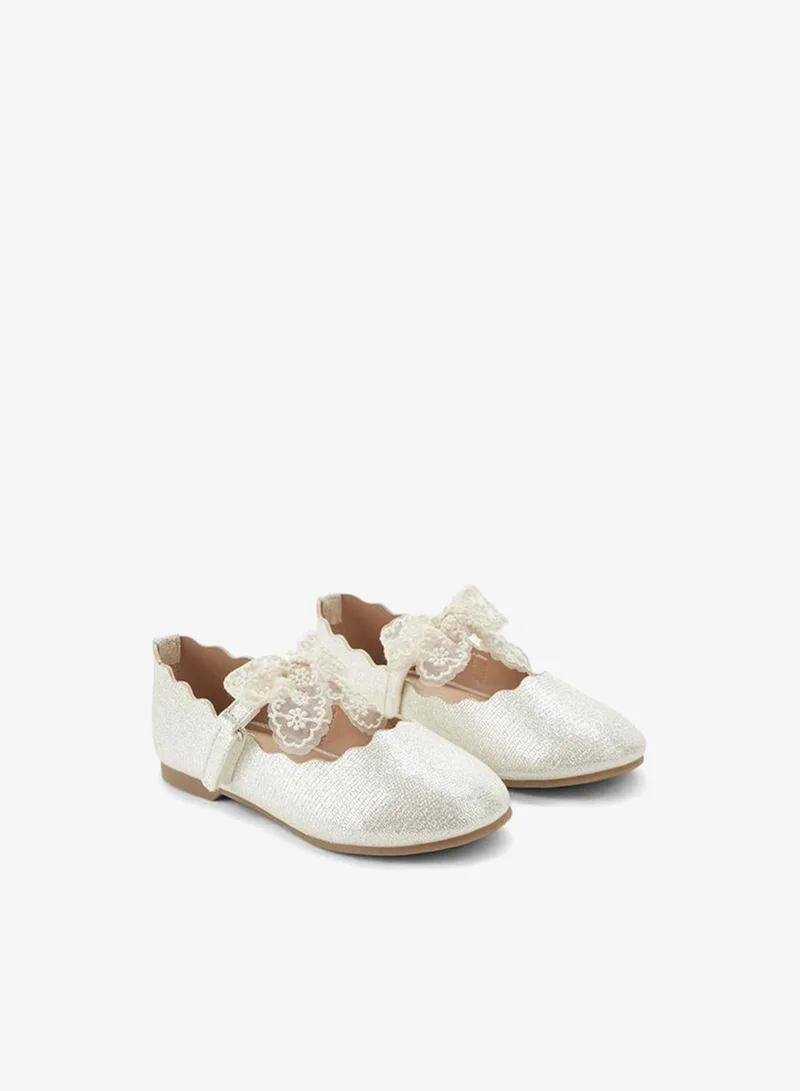 JUNIORS Girls Lace Bow Detail Ballerina Shoes Ramadan Collections