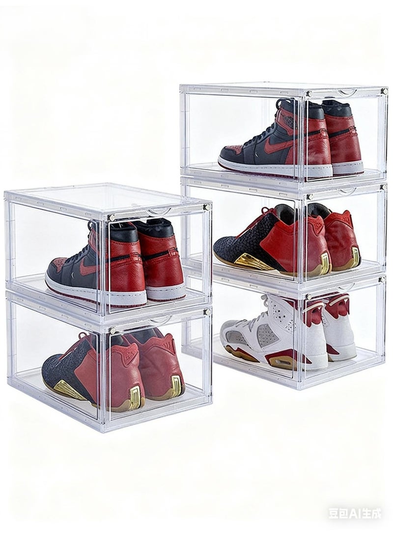 طقم صناديق أحذية قابلة للتكديس من 5 قطع شفافة 13.5x7.5x10.6 بوصة - Image 1