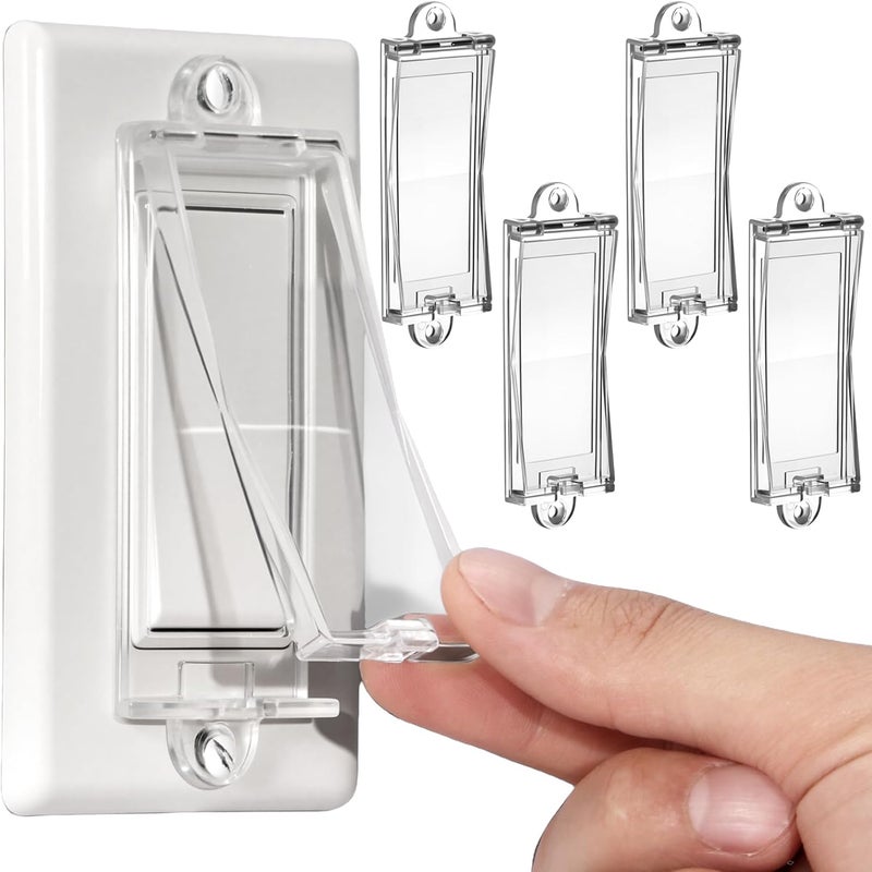 PSZEZNZ 4 Light Switch Guard Cover, Baby Proof Wall Switch Cover Guard for Rocker Light Switch Protects Your Lights or Circuits from Being Accidentally Turned On or Off (Clear) - Image 1