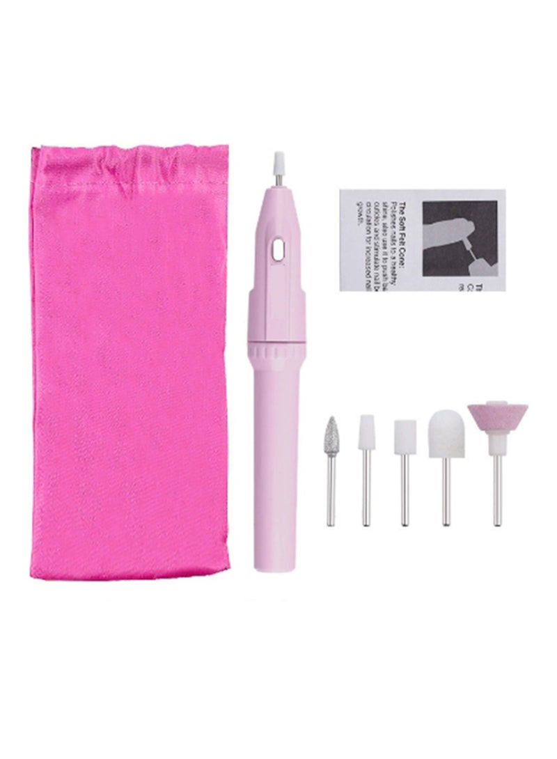 حفرة الأظافر الكهربائية ، مجموعة مقطع الأظافر الكهربائية الصغيرة المحمولة 5 في 1 ، أداة تقطيع الأظافر المهنية ، مناسبة للأظافر هلام الأكريليك ، ورعاية الأصابع والأصبع ، للتلميع والجمال والتلميع (الوردي) - Image 1