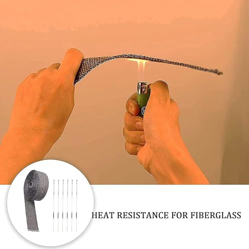 Foneso Black Exhaust Heat Wrap, Foneso 2'' x 16.5' Exhaust Header Wrap Tape Fiberglass Heat Shield Tape with 10pcs Stainless Steel Ties for Motorcycle Car Truck - Image 4