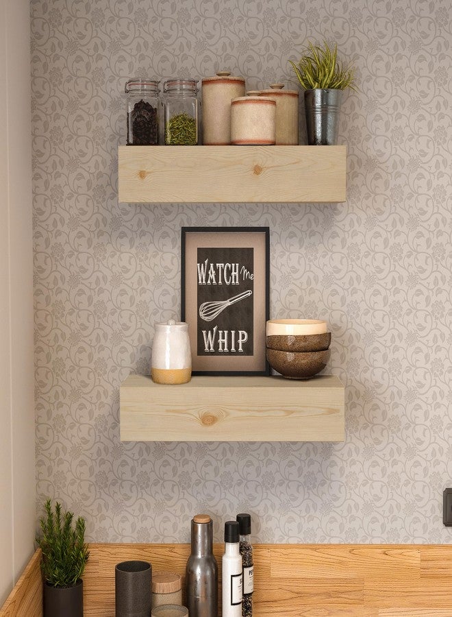 ROOREVO Wall Floating Shelves, Rustic Wood Wall Shelf Handmade (Unfinished - No Stain, 17 Inch - 2 Pack) - Image 4