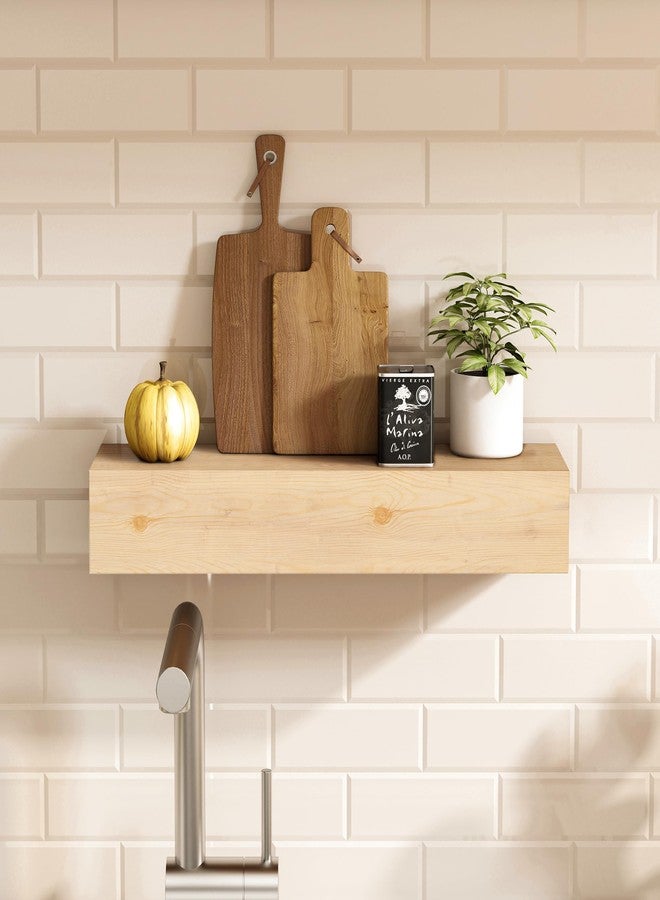 ROOREVO Wall Floating Shelves, Rustic Wood Wall Shelf Handmade (Unfinished - No Stain, 17 Inch - 2 Pack) - Image 2