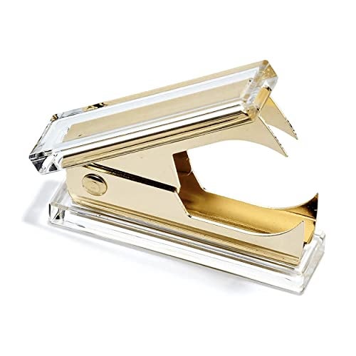 OfficeGoods 3 Piece Acrylic Desk Set - Includes Ruler, Staple Remover, Scissors - Functional & Elegant Desk Accessories - Stationary Tools for Home, Office, and School - Gold - Image 5