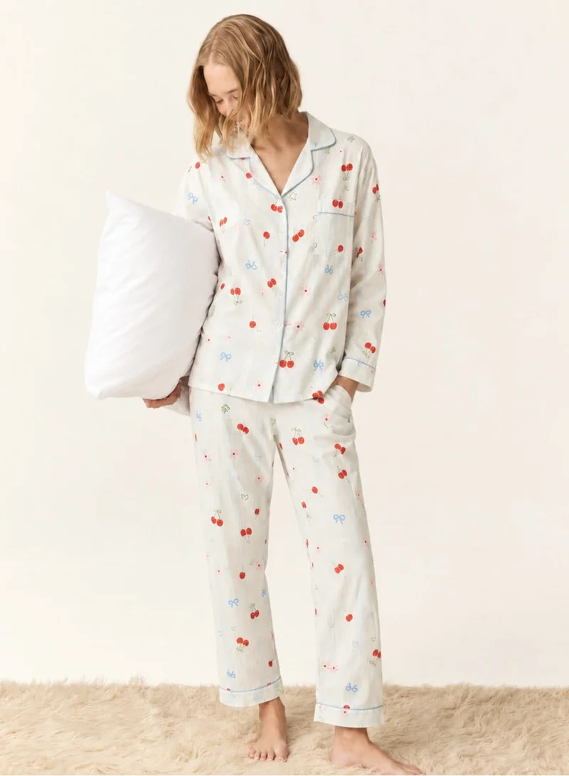 Ginger 2PC Printed Button Up Shirt & Pyjama Set