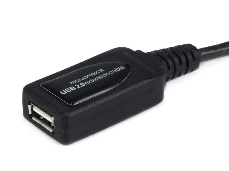 Monoprice USB 2.0 Extension Cable - USB Type-A Male to USB Type-A Female, Active, Repeater, 26/22AWG, 65 Feet, Black - Image 2