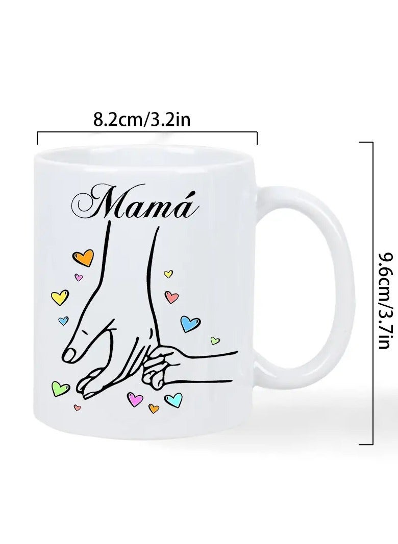 RYN® 1pc Mama'S Hand Ceramic Coffee Mug - Insulated, Reusable, The perfect gift for Birthdays, Holidays, Christmas, New Year, Valentine'S Day White Mug - Image 3