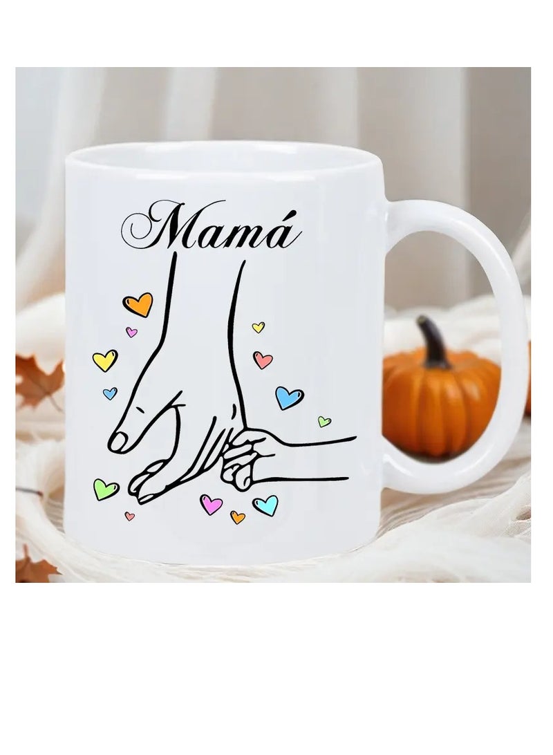 RYN® 1pc Mama'S Hand Ceramic Coffee Mug - Insulated, Reusable, The perfect gift for Birthdays, Holidays, Christmas, New Year, Valentine'S Day White Mug - Image 5