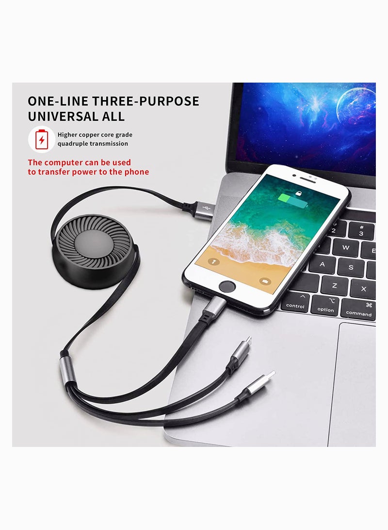 Zikra 3-in-1 USB Charging Cable Multi Retractable to USB Cable Type C Sync Fast Charging Cord USB Charging Cable for IP Micro-USB Compatible with Cell Phones Tablets for Samsung LG iPhone 2Pcs - Image 2