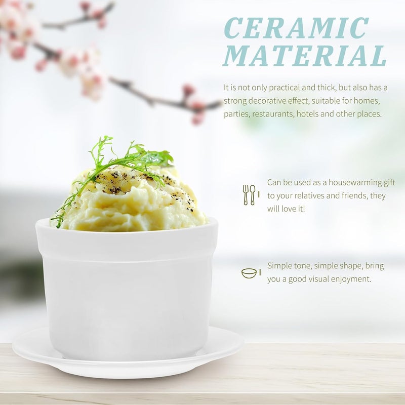 Luxshiny طقم وعاء طهي خزفي أبيض لامع مع غطاء 492 بوصة وعاء حساء مع ملعقة وصحن وعاء بخار صغير من البورسلين لوعاء نودلز الرامن للاستخدام المنزلي والمطاعم وآمن للاستخدام في الميكروويف وغسالة الصحون - Image 3