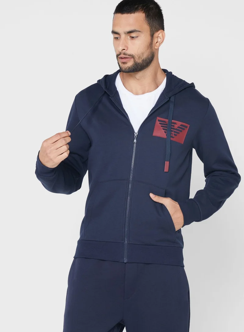 EMPORIO ARMANI Logo Zip Through Hoodie