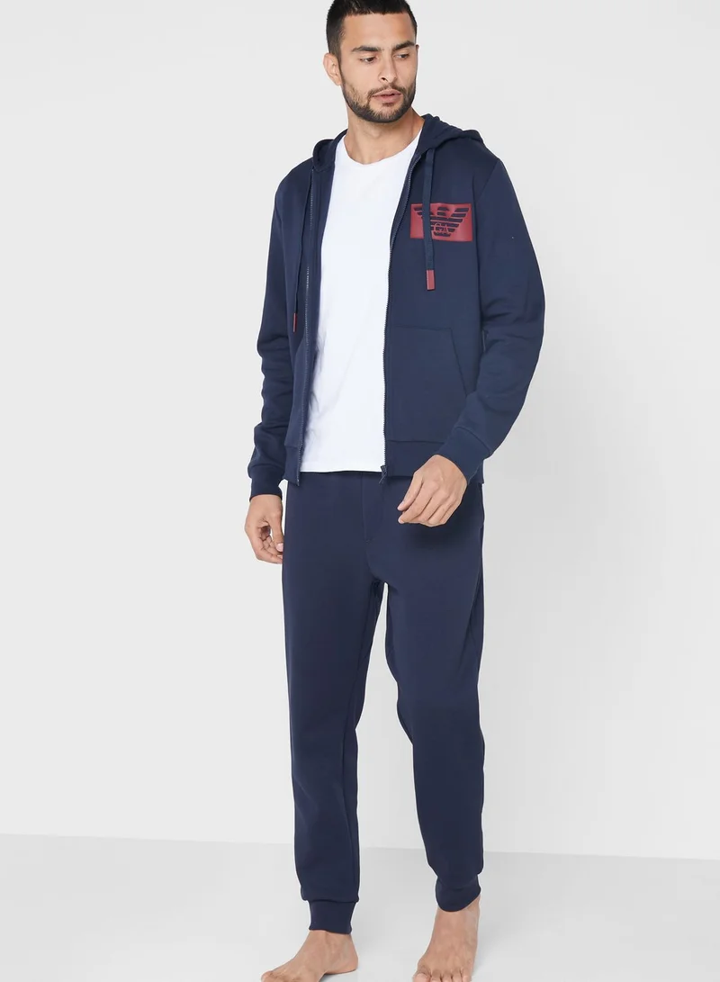 EMPORIO ARMANI Logo Zip Through Hoodie