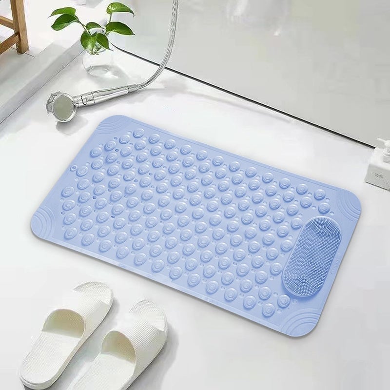 PAGHADI Bathtub Mat NonSlip Rubber Bathroom Floor Bathroom Anti Slip Mat Bath Shower Mat with Suction Cups Drain Holes Foot Massage Scrubber for Kids Adults Bath Mat 69 X 36 Cm Multi Color - Image 1