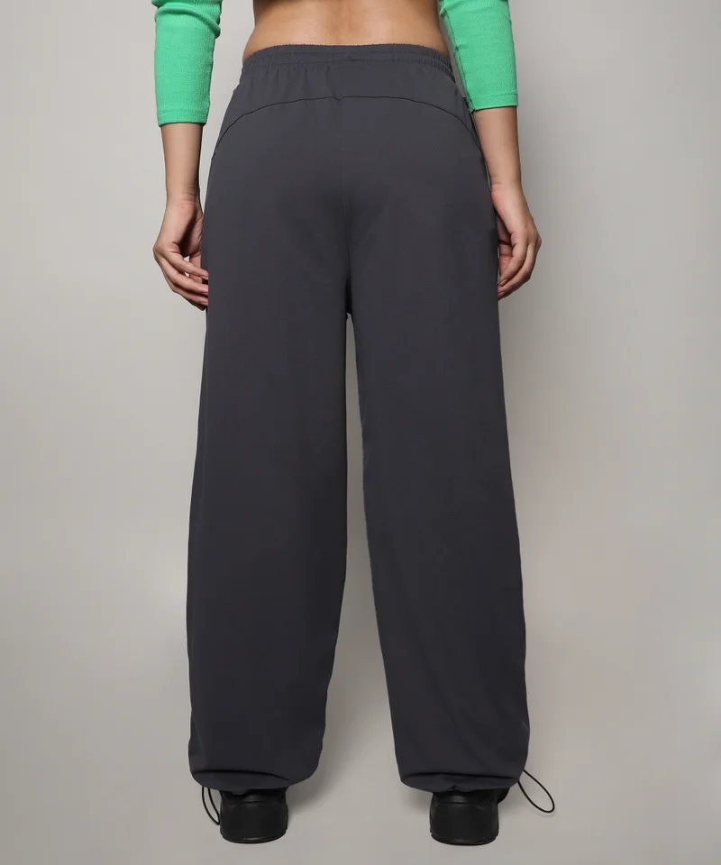 كامبوس سوترا Women's Charcoal Grey Solid Parachute Trousers