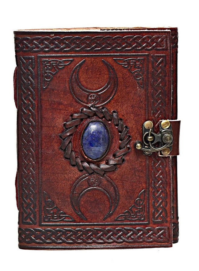 كويرو 3 دفتر جلد عتيق منقوش باللون الأزرق القمري | 240 صفحة من ورق عتيق بحافة من الخشب الصلب، دفتر رسم جلدي، دفتر رسم، هدية رائعة - Image 3