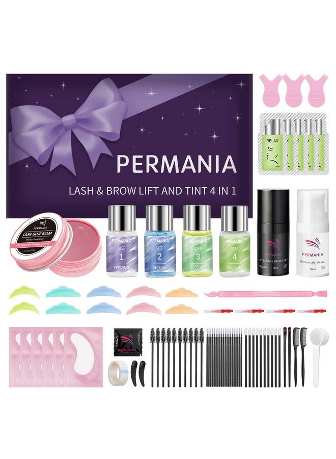 پيرمانيا لوازم من مجموعة Lash Perm وBlack Kitsalon لرفع الرموش وتصفيح الحاجب بلون أسود مع بلسم رفع الرموش 4 في 1 سريع التجعيد والتلوين ونتيجة طبيعية مطوري لون الشعر - Image 1