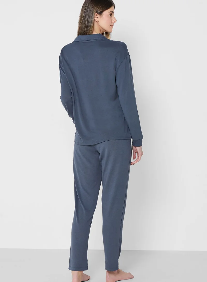 NAUTICA Polo Neck Knitted Pyjama Set