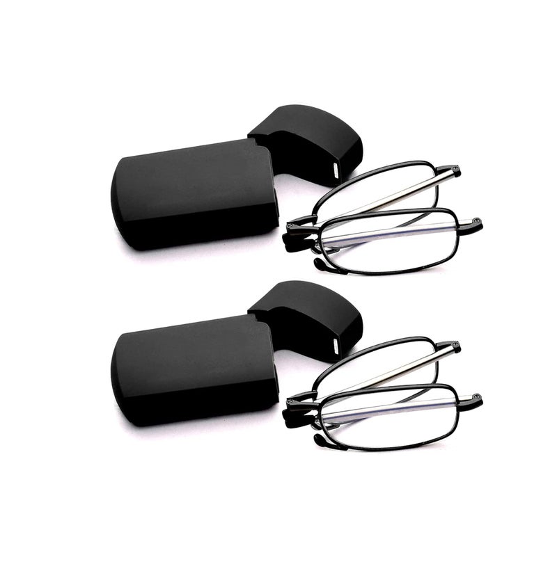 GOOSEN 2-Pack Reading Glasses Men Women, Pocket Wallet Purse Compact Hard Cases Folding Readers, Blue light Glasses Spring Hinge 1.0 x - Image 1