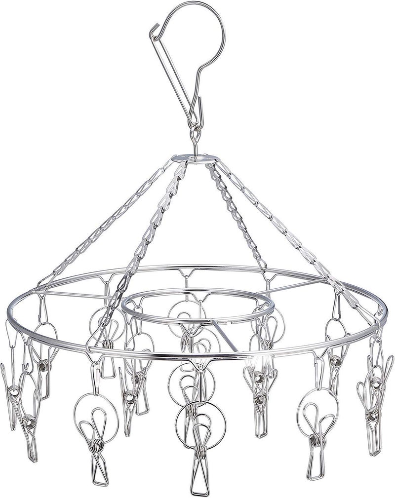 ROLLYWARE 100% Stainless Steel Hangers with Clips, Portable Clip Hangers Suitable for Hanging Small Clothes, Baby Clothes, Socks, Gloves and Stockings - Image 1