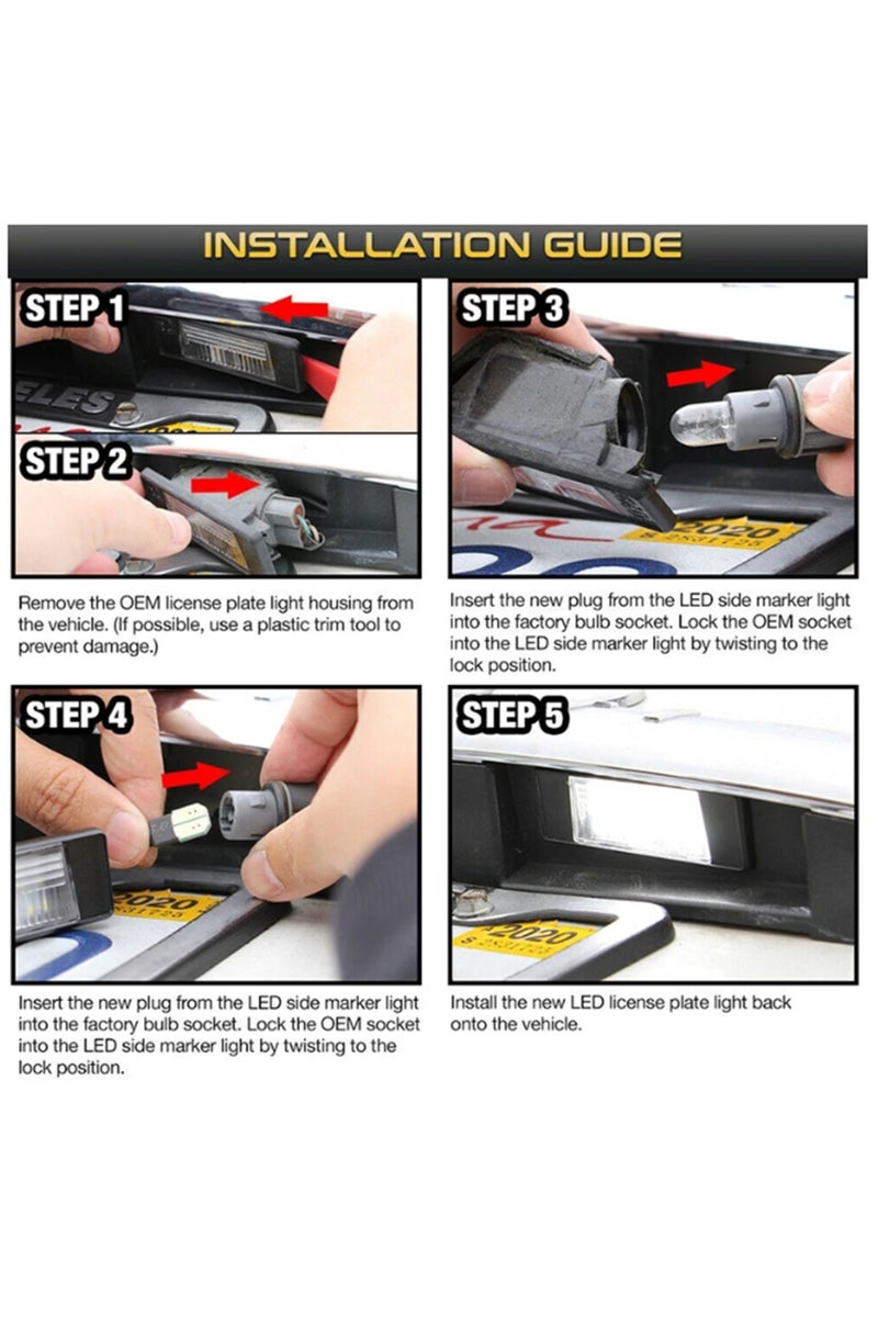 erorex WHITE 2pcs LED License Plate Light For Nissan Qashqai J11 Primera P12 Pathfinder R51 X-Trail T31 Juk - Image 5