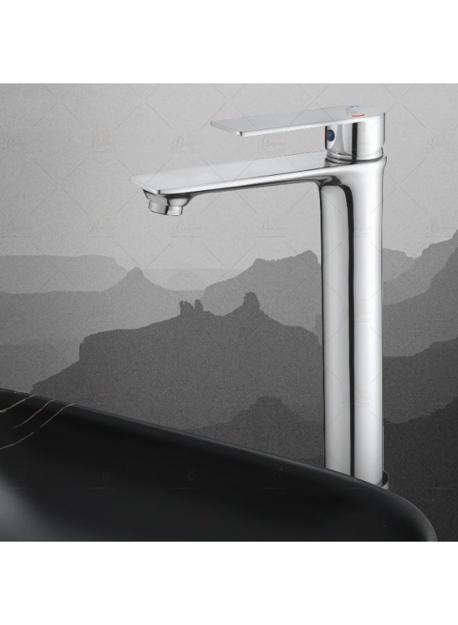 B Bagno Modern Long Basin Mixer Tap 3401-1 CR – Chrome Finish, Single Lever, Water-Saving Long Faucet for Bathroom Sink - Image 2