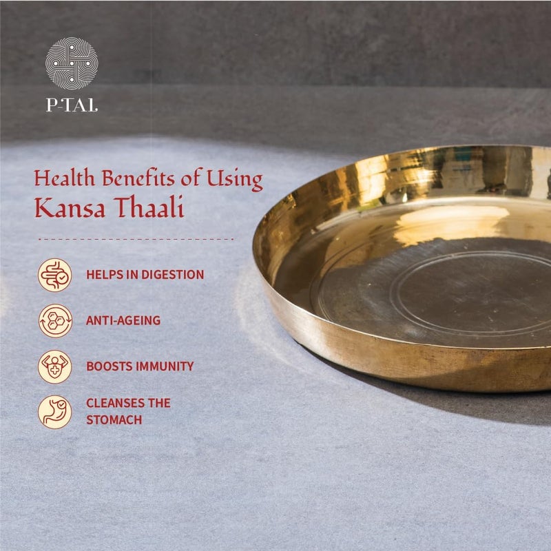 P-TAL Brass Plate/Thali/Dinner Plate Serving Tableware Wide range expanded design - Image 2