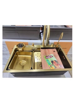 Handmade kitchen sink, 80cm + mixer+ cup washer gold