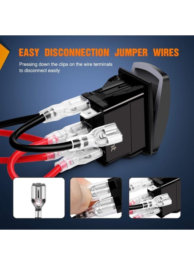 Generic LED Light Bar Rocker Switch  Laser On/Off Rear Lights Rocker Switch 20A/12V-24V Switch Jumper Wires Set,Easy to install and use (Blue)  - Image 4