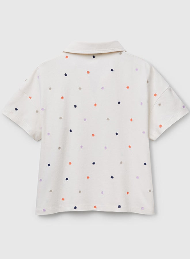 Benetton Polo With Flower Embroidery  - Image 4