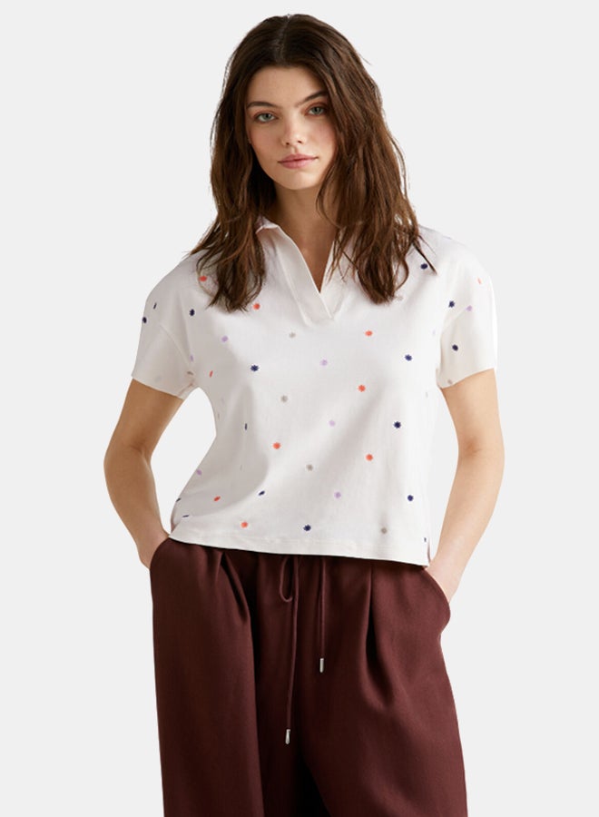 Benetton Polo With Flower Embroidery  - Image 1
