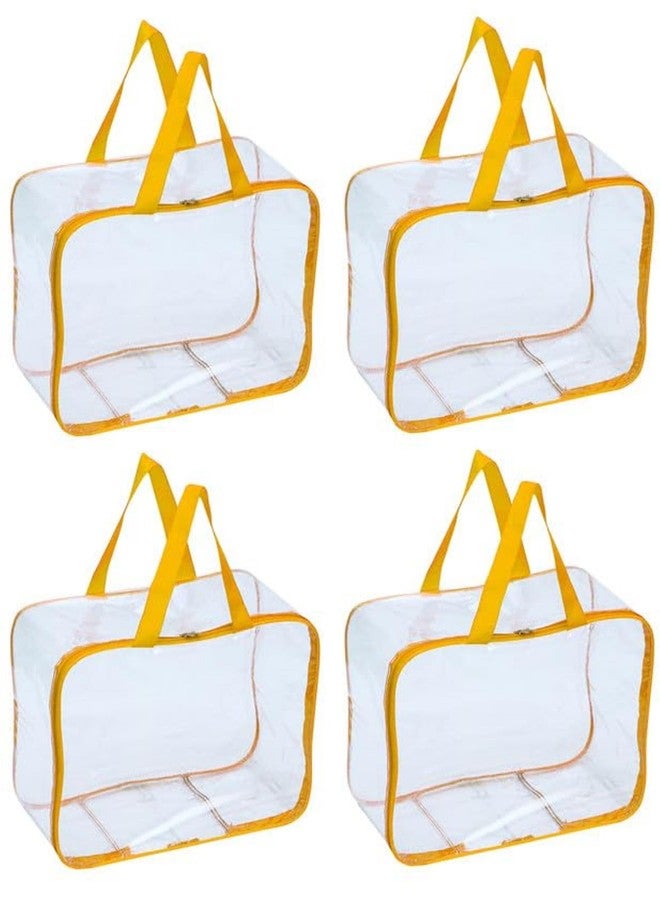 SSBC 4 Pack Nylon 30 L PVC Transparent Clothes Storage Bag for Saree Covers,Clothes, Lehenga, Blankets, Bedsheets, Toys, Docs|Wardrobe Organizer|Clear Storage Box Bag - Image 1