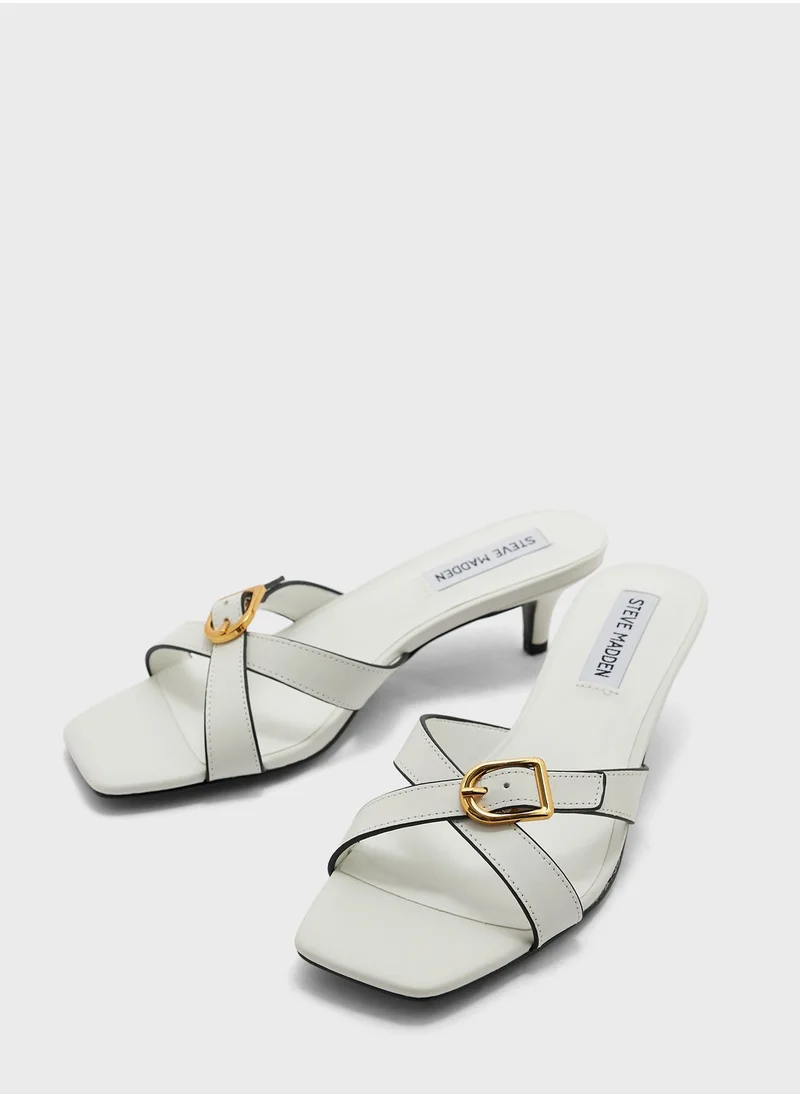 STEVE MADDEN Cross Strap Mid Heel Sandals