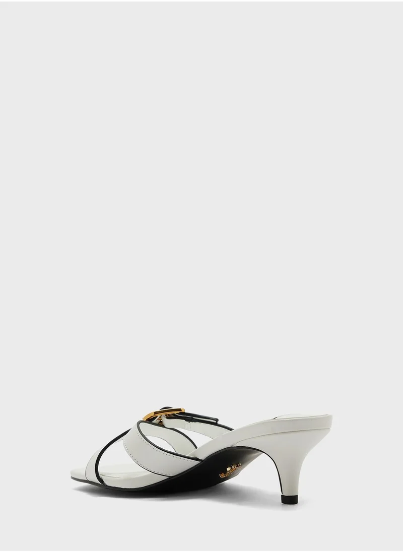 STEVE MADDEN Cross Strap Mid Heel Sandals