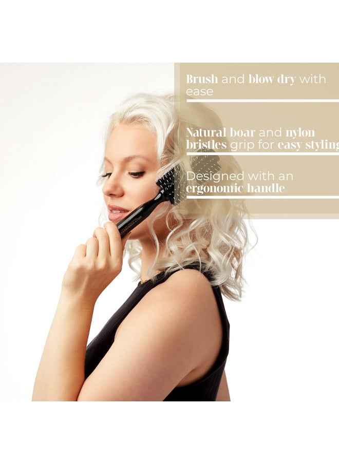 Sally Hershberger Medium Round Brush - Premium, Salon-Tested, Volumizing And Smoothing Barrel Hair Brush - For Styling, And Blow Drying Thick Through Fine Hair - Boar Bristle Design - 1 Pc  - Image 2