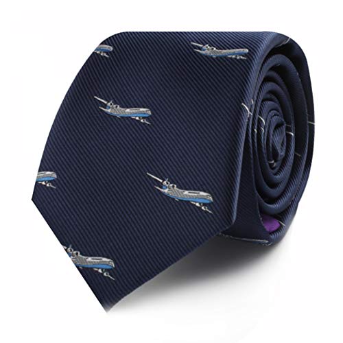 AUSCUFFLINKS Airplane Tie for Him | Present for Pilot Captain Plane Lover | Aviation Aircraft Neckties | Bday Prezzie for Guys (Aeroplane) - Image 1