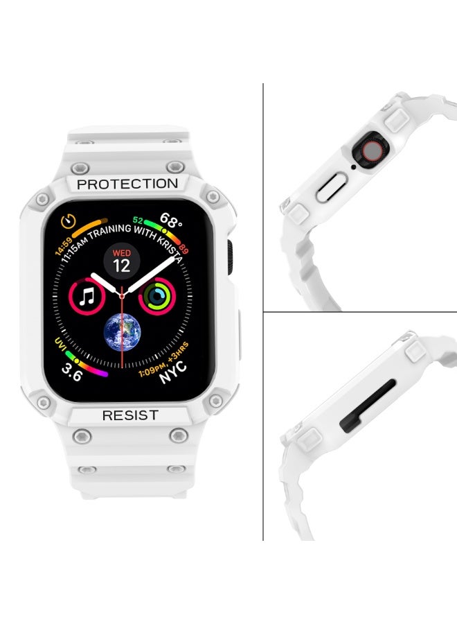 ترامكس حزام وسوار Apple Watch 8 Series، حزام ذكر وأنثى 42/44/45 مم، متوافق مع السلاسل 3-7، حزام وحافظة متينة، حزام iWatch (أبيض + مشبك فضي) - Image 3