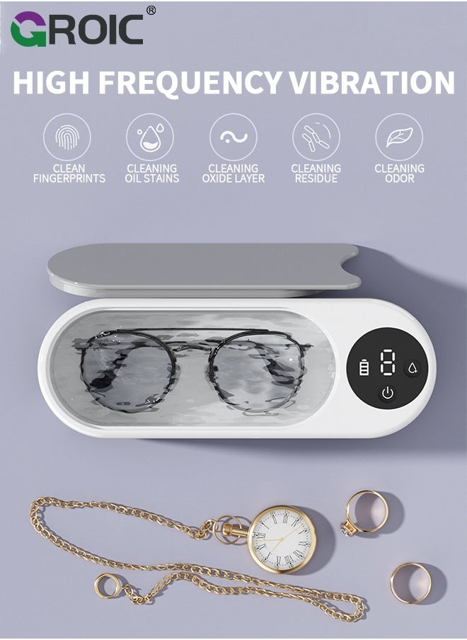 GROIC Cleaning Eyeglasses Machine Professional Ultrasonic Jewelry Cleaner for Jewelry, Glasses, Watches, Shaver Heads, 45KzHz 400ML Portable Ultrasonic Retainer Household  - Image 3