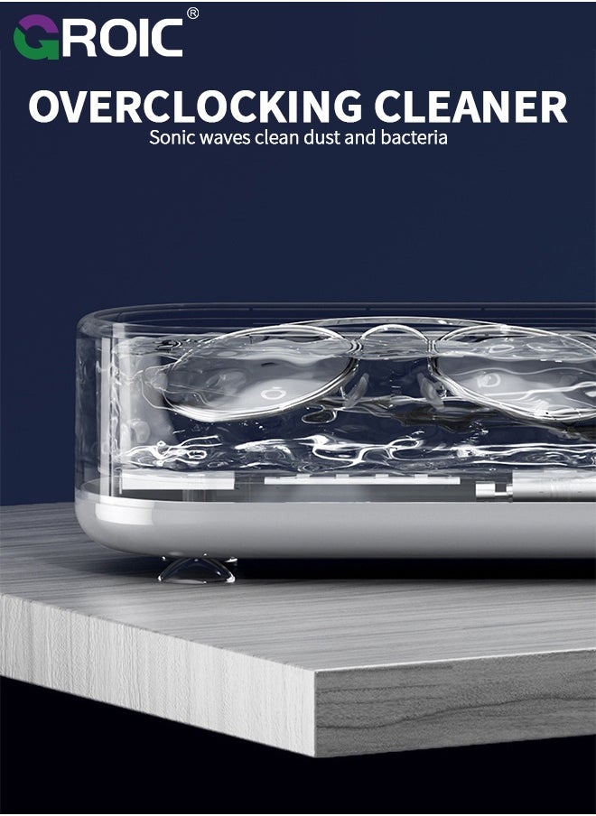 GROIC Cleaning Eyeglasses Machine Professional Ultrasonic Jewelry Cleaner for Jewelry, Glasses, Watches, Shaver Heads, 45KzHz 400ML Portable Ultrasonic Retainer Household  - Image 4