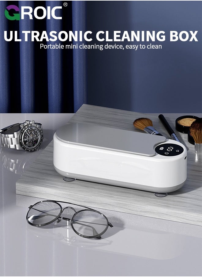 GROIC Cleaning Eyeglasses Machine Professional Ultrasonic Jewelry Cleaner for Jewelry, Glasses, Watches, Shaver Heads, 45KzHz 400ML Portable Ultrasonic Retainer Household  - Image 2