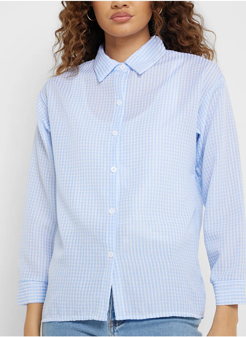Ginger Oversize Checkered Seersucker Shirt