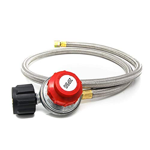 GasOne 2113+50105 4 ft Regulator and Propane Brass Orifice, Steel Braided Hose - Image 2
