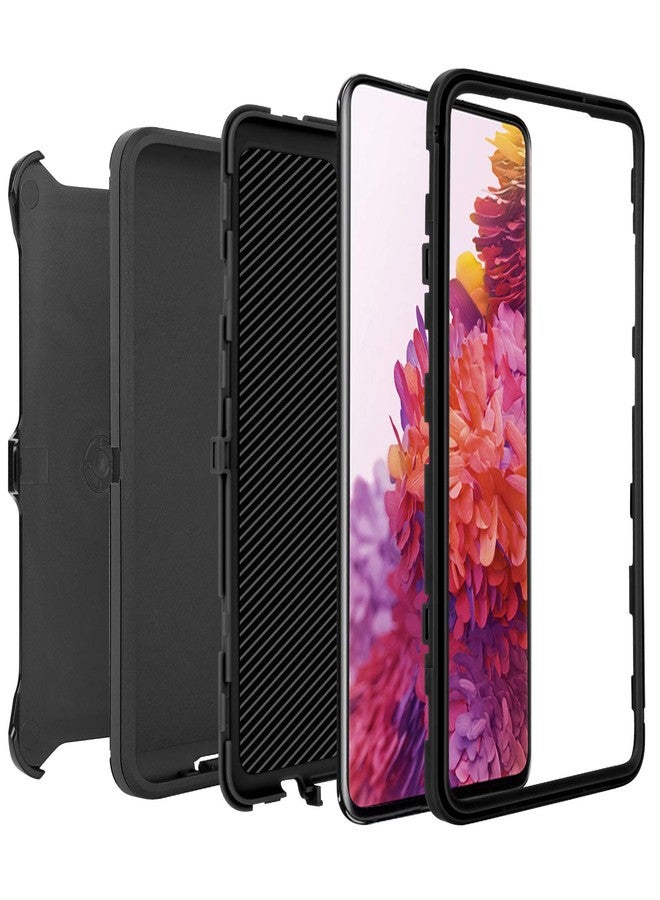 أن.سي جراب لهاتف سامسونج جالاكسي S20 FE 5G (2020) شديد التحمل، مقاوم للصدمات والسقوط، غطاء حماية ثلاثي الطبقات، 6.5 بوصة (أسود مع مشبك حزام)، أسود - Image 4