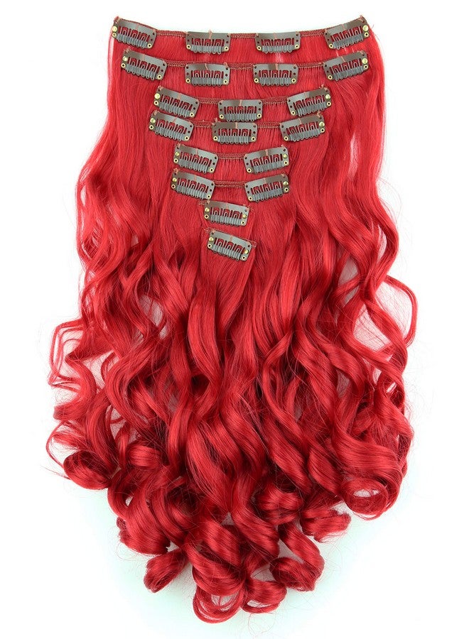 CAISHA By Prettyshop Xxl 18" 8 Pieces Set Clip In Extensions Hair Extension Hairpiece Voluminous Wavy Intense Red Ces91 - Image 1