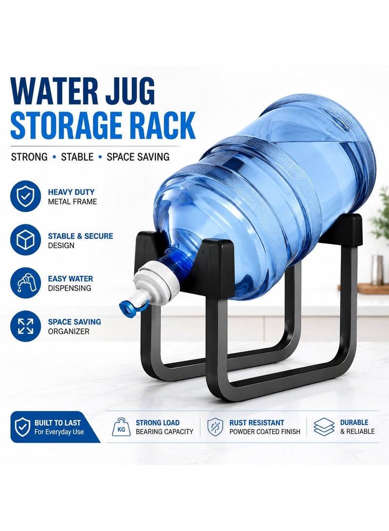 Lukadah Water Jug Storage Rack for 5 Gallon Water Bottle, Heavy Duty Metal Water Dispenser Stand, Water Bottle Holder Rack for Kitchen Countertop, Space Saving Water Jug Organizer, Compatible with 18.9L, 19L, 20L Bottles - Image 1