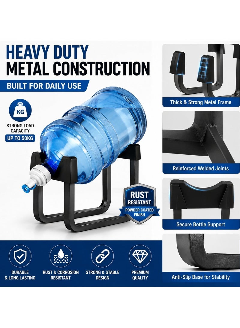Lukadah Water Jug Storage Rack for 5 Gallon Water Bottle, Heavy Duty Metal Water Dispenser Stand, Water Bottle Holder Rack for Kitchen Countertop, Space Saving Water Jug Organizer, Compatible with 18.9L, 19L, 20L Bottles - Image 4
