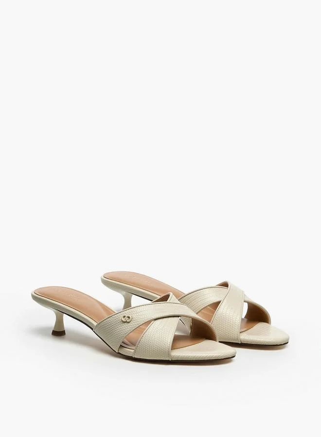 Celeste Women Cross Strap Slip-On Sandals With Kitten Heels